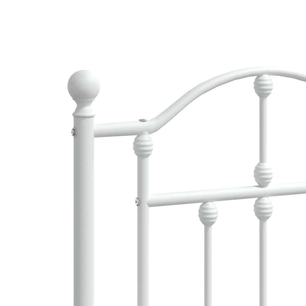 Metal Bed Frame with Headboard White 183 x 213 cm