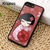 Krajews Cute Japanese Kokeshi Doll Phone Case Cover For iPhone 17 Air 16 15 14 plus 11 12 13 pro max coque Shell Fundas