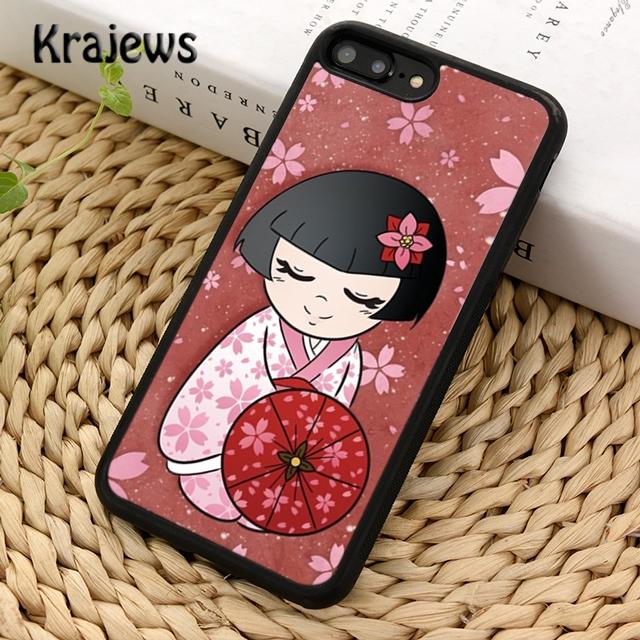 Krajews Cute Japanese Kokeshi Doll Phone Case Cover For iPhone 17 Air 16 15 14 plus 11 12 13 pro max coque Shell Fundas