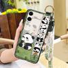 Silicone Back Cover Phone Case For Samsung Galaxy A07 Dirt-resistant Durable Fashion Design Shockproof Wristband Panda