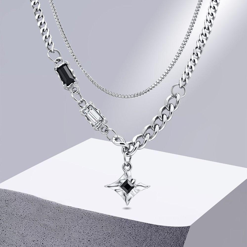 Black Star Choker Necklaces Neck Decoration Stacking  Necklace Double Link Chains Necklace  Women