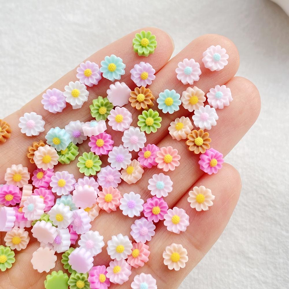 

200Pcs color Resin Mini daisy flowers Flatback Flower Rhinestone Gem Scrapbook Wedding Ornament Applique Crafts DIY Nail Art