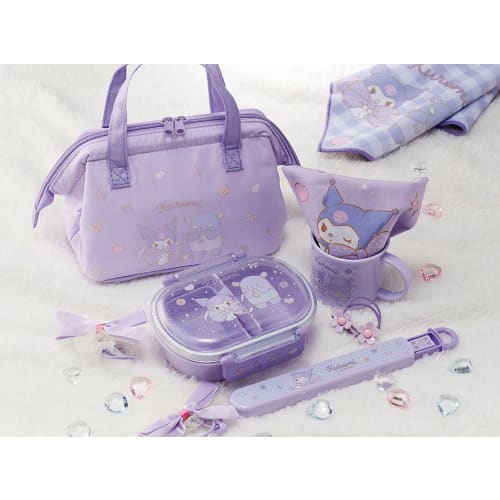 Skater Children's Drawstring Lunch Bag, Made in Japan, Sanrio Kuromi Big Ribbon, Girls' KB7-A