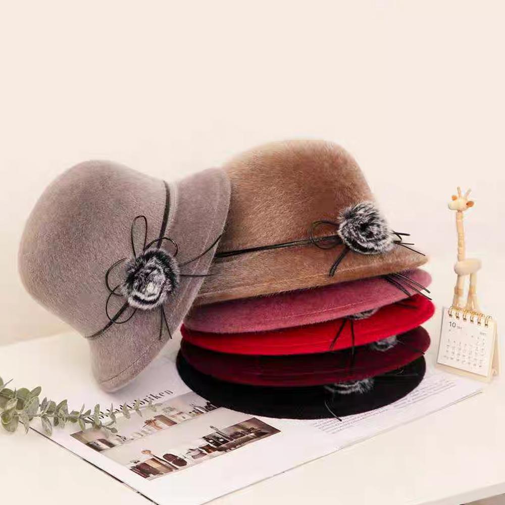 Cappello da donna vintage con secchiello, fiocco solido, in feltro di lana, Fedora, invernale, autunnale, da donna, a cupola, in feltro, per matrimonio, chiesa, jazz, bombetta