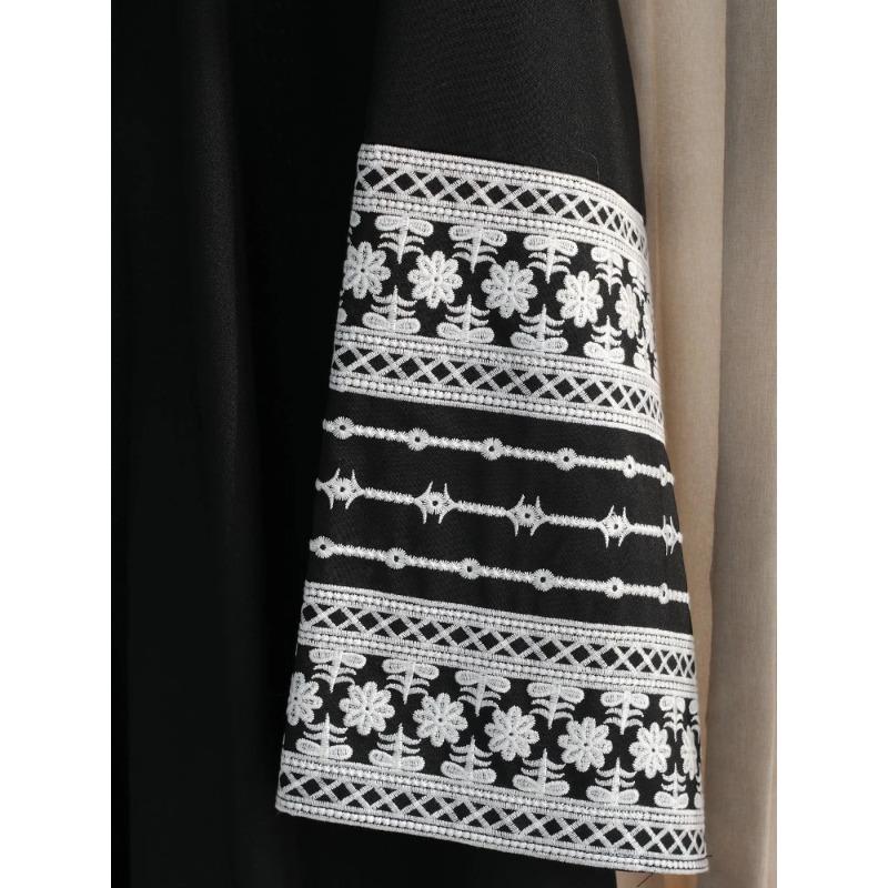 Eid Embroidery Muslim Abaya for Women Ramadan Dress Morocco Lace-up Abayas Kaftan Islam Cardigan Dubai Arab Long Robe 2024