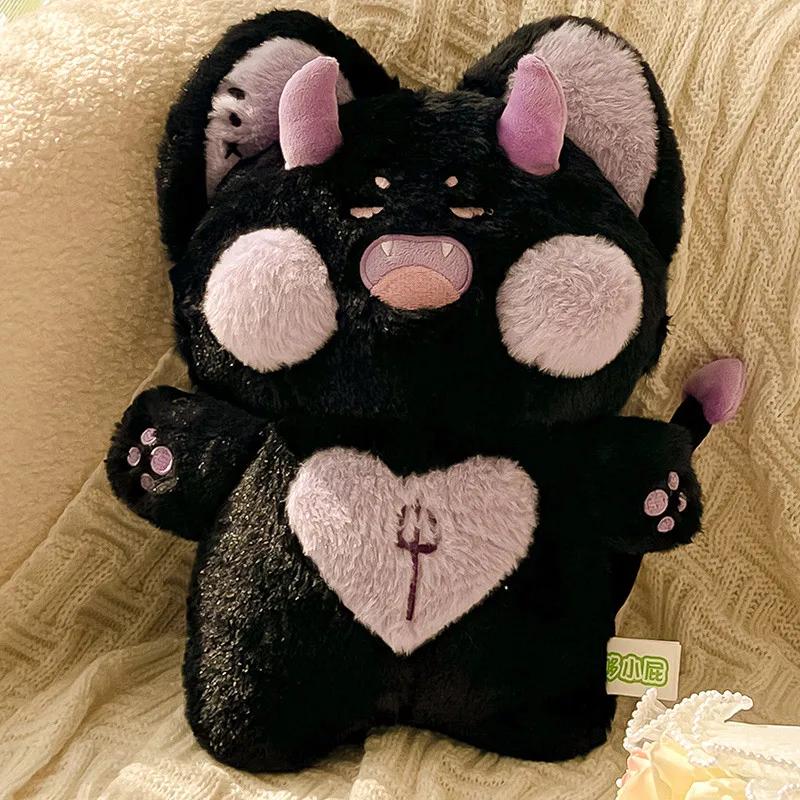Evil Dark Cat Plush Pillow Stuffed Black Red Grey Purple Cartoon Kitten Standing Doll Halloween's Day Party Deco Gift