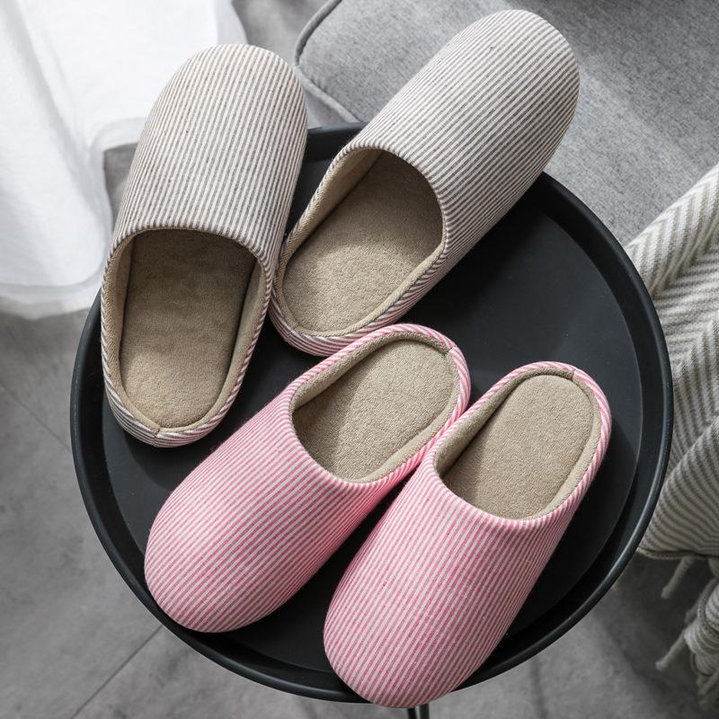 Japanischer Stil Home Silent Silent Hausschuhe Rutschfeste Home Plaid Paar Hausschuhe Büro Paar Vier Jahreszeiten Frauen