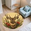 Deer Antler Flowers,Round Area Rug,Carpet Rug for Living Room Bedroom Sofa Playroom Decor,Non-slip Floor Mat