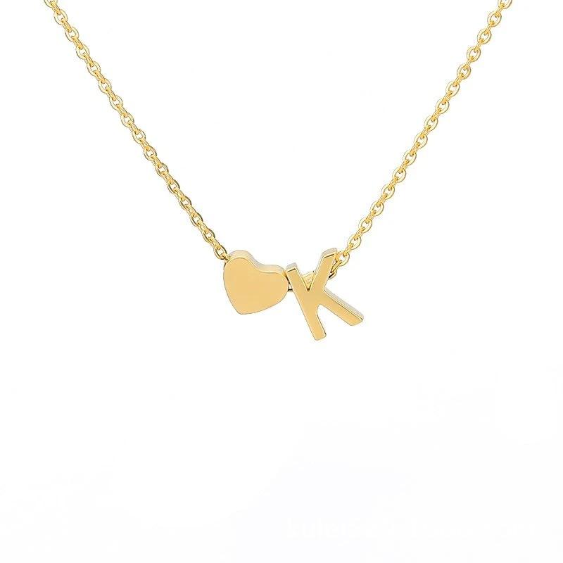 Kulei Stainless Steel Jewelry European and American English Letter Peach Heart Love Combination Necklace