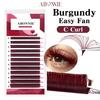 Abonnie 0,07 MM Bordeaux Easy Fan Blooming Wimpern 8-15 mm Schnell aufblühende Matte Weinrote Volumen Wimpernverlängerung Cilios