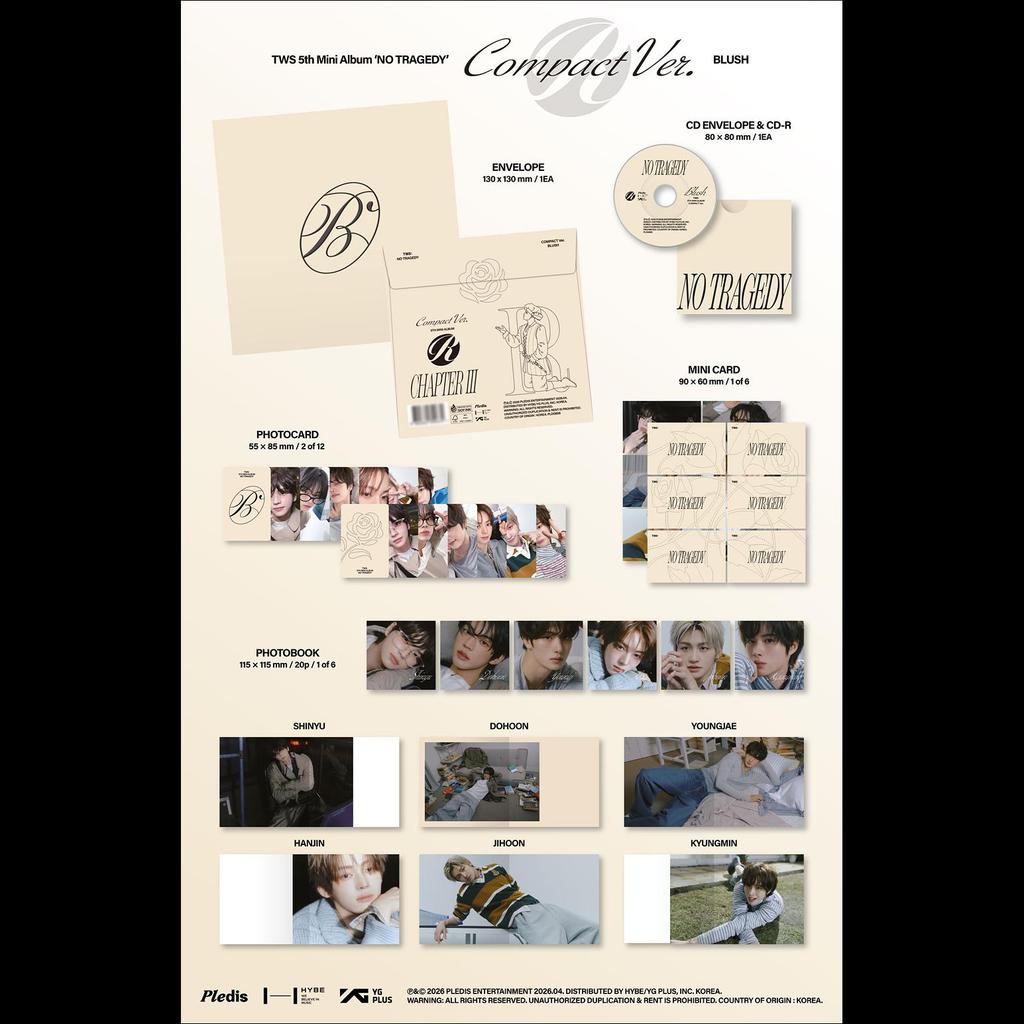 [Pre-order] TWS 5th Mini Album [NO TRAGEDY] COMPACT Ver. (BLUSH) + Free Gift