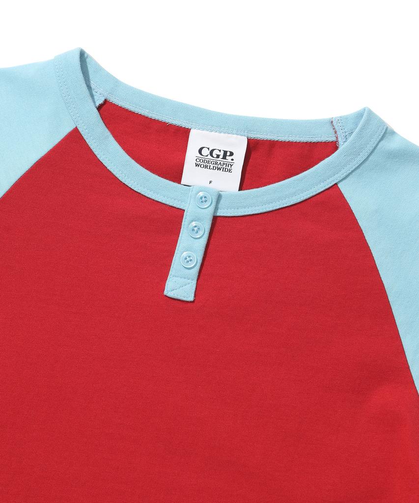 CGP (Women) Raglan Henley Neck Long Sleeve - Red