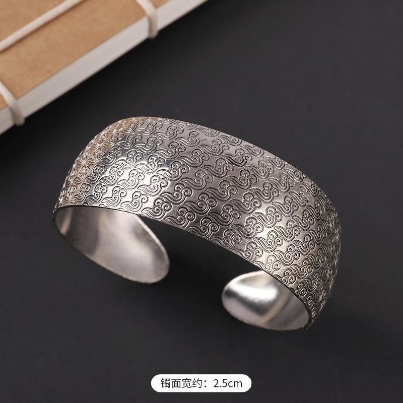 

Мяо Серебряный Браслет Женский Ретро Широкий Браслет Личность Тибет Экзотический Антикварный Браслет Кольцо на Руку