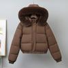 Winter Short Parkas Women's Cotton-padded Clothes Add Velvet Thicken Outerwear Fur Collar Removable Hooded Coats Warm Jackets