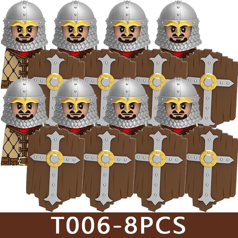 Medieval Castle Soldier Figures Building Blocks Military Dragon Knight Guard Armored Warrior Infantry Sword Spear Bricks Toy Boy
