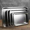 304 Stainless Steel Flat Bottom Rectangle Square Basin with Covered Dish Buffet Plate Food Basin Grilled Plate Bbq Storage Tray