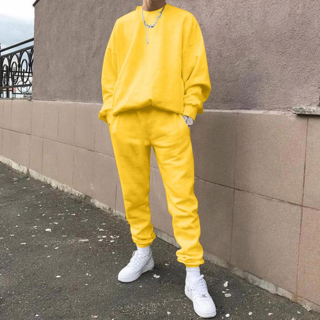 Men's Long Sleeve Sweatshirt and Sweatpants Set Loose Fit Casual Two Piece Sportswear Outfit