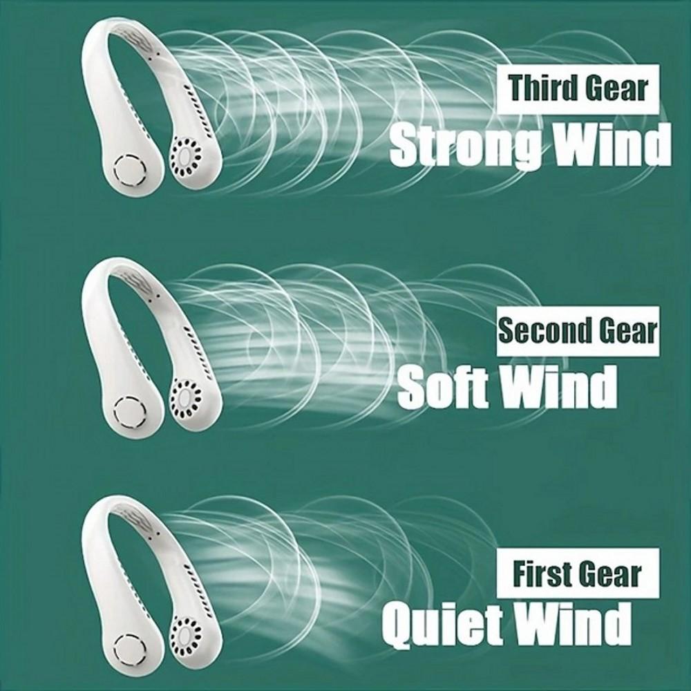 Fan Long Battery Neck Portable No Bladeless Hanging Neck Rechargeable Air Cooler 3 Speed Mini Summer Sport Fan 1200mAh