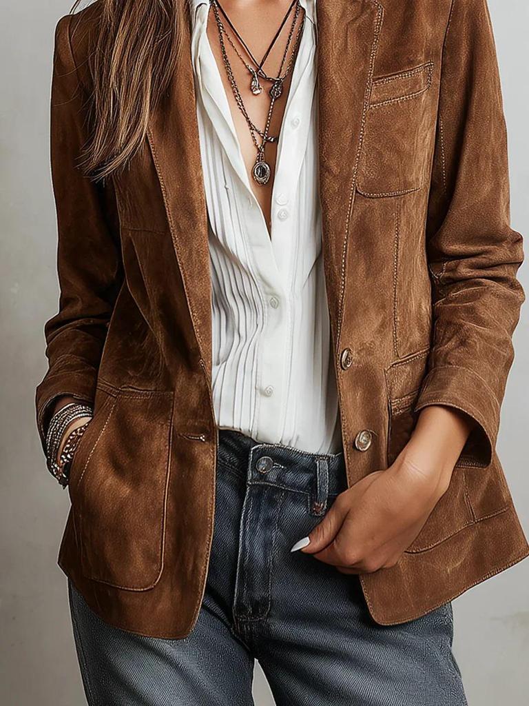 2025 Women's Elegant Retro Suede Velvet Single-breasted Jacket