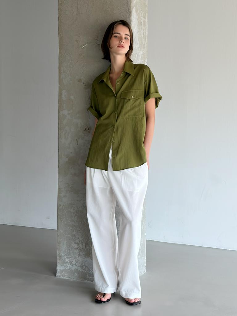 Kelidu Summer Texture Stitch Slacks_White