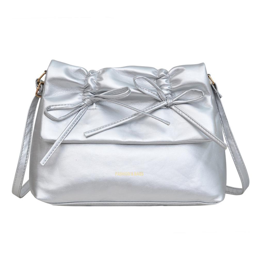 Sweet Y2K Bow Underarm bag Large Capacity Solid Tote Bag Ins PU Leather Shoulder Bag  Women