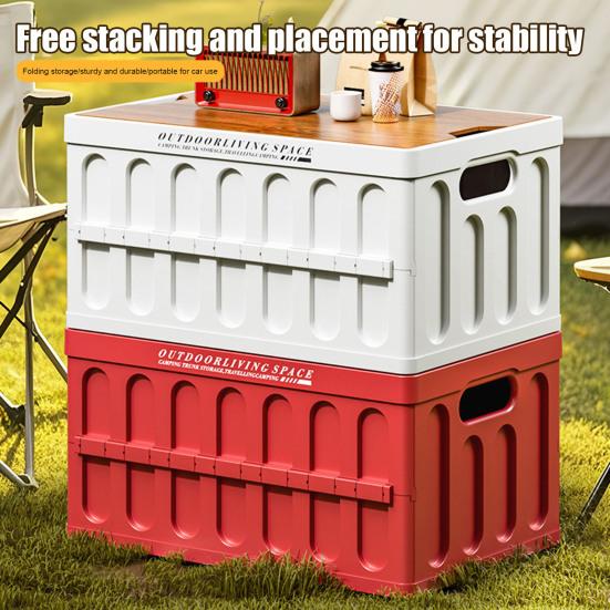 Kapaklı Katlanabilir Saklama Kutusu Katlanabilir İstiflenebilir Saklama Kutusu Çok Amaçlı Kasa Kamp Piknik Araba Ev Kullanımı İçin Dış Mekan Sehpa