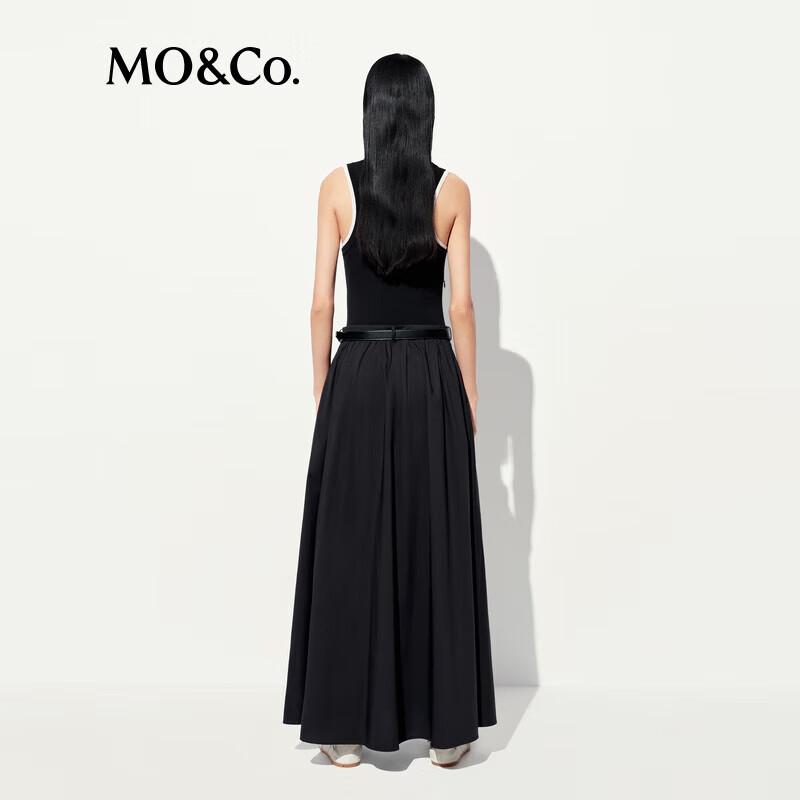 MO&Co. Patchwork Vest Tech-Chic Dress with Belt