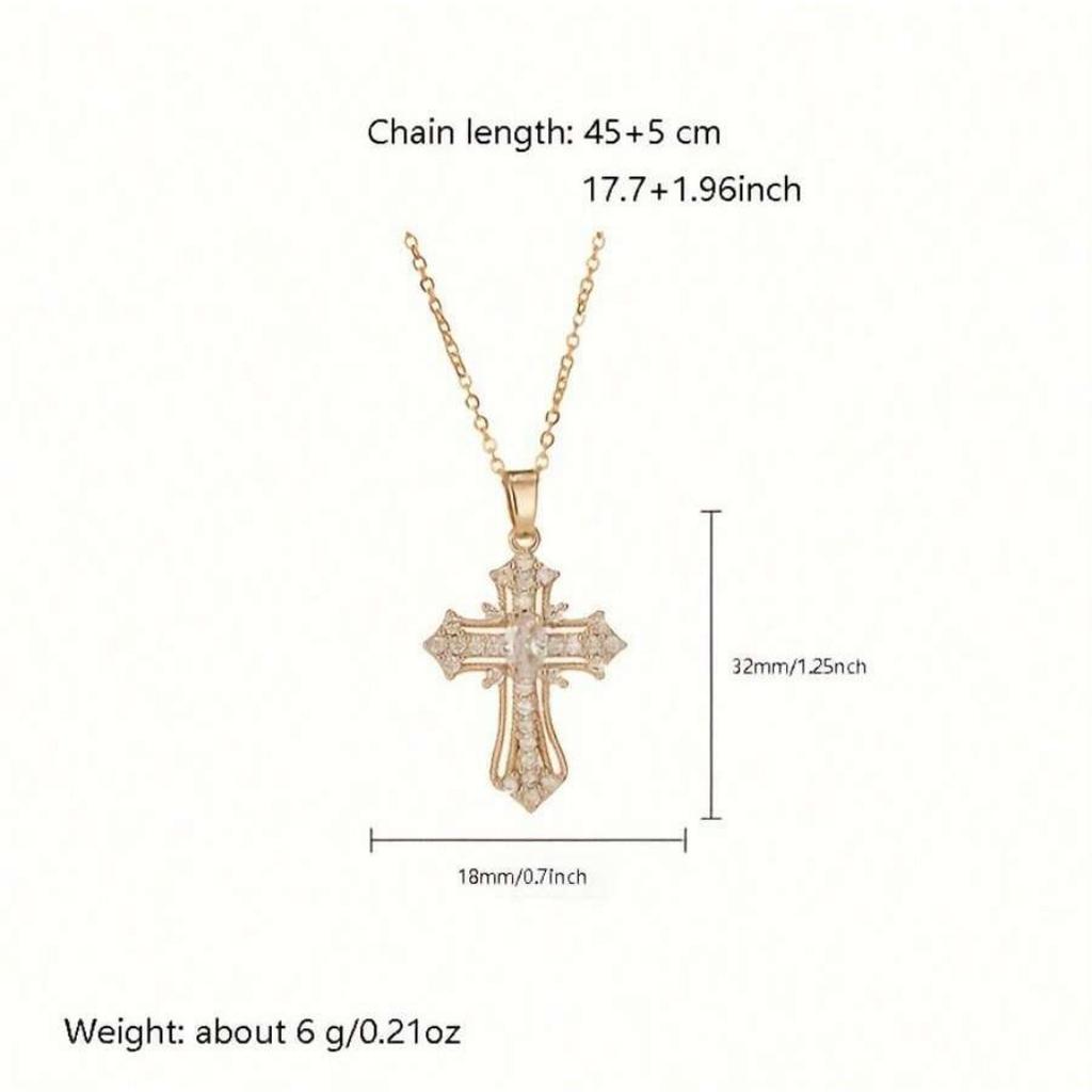 Vintage Cross Necklace, Personality Pendant Zircon Necklace Niche Design Collarbone Chain