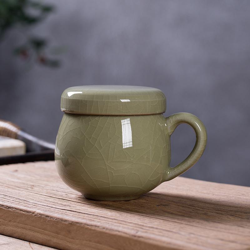 330ml Longquan Celadon Filter Tea Separator Cup Traditional Tea Mug with Infuser Household Tea Soaking Office Water Cup Cafes