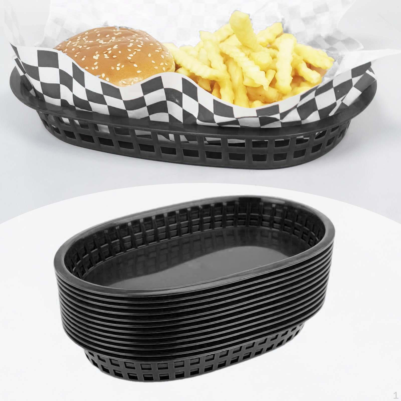 

12 корзин для фаст-фуда Deli 10.6 x6.7 x1.4 , корзина для хранения, поднос для сервировки чёрный