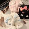 Cute Warm Plush Thickened Gloves Winter Ski Riding Windproof and Cold Cartoon Neck Five-finger Gloves