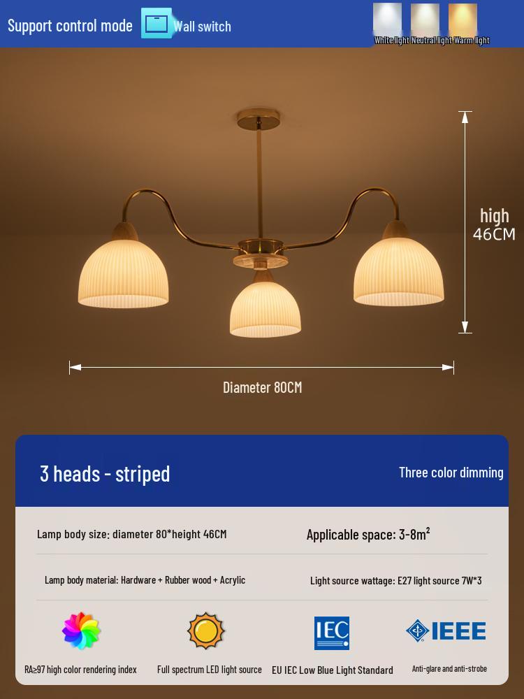 2025 Mid-Century Japanese Cream Solid Wood Chandelier for Living Room, Hall & Bedroom