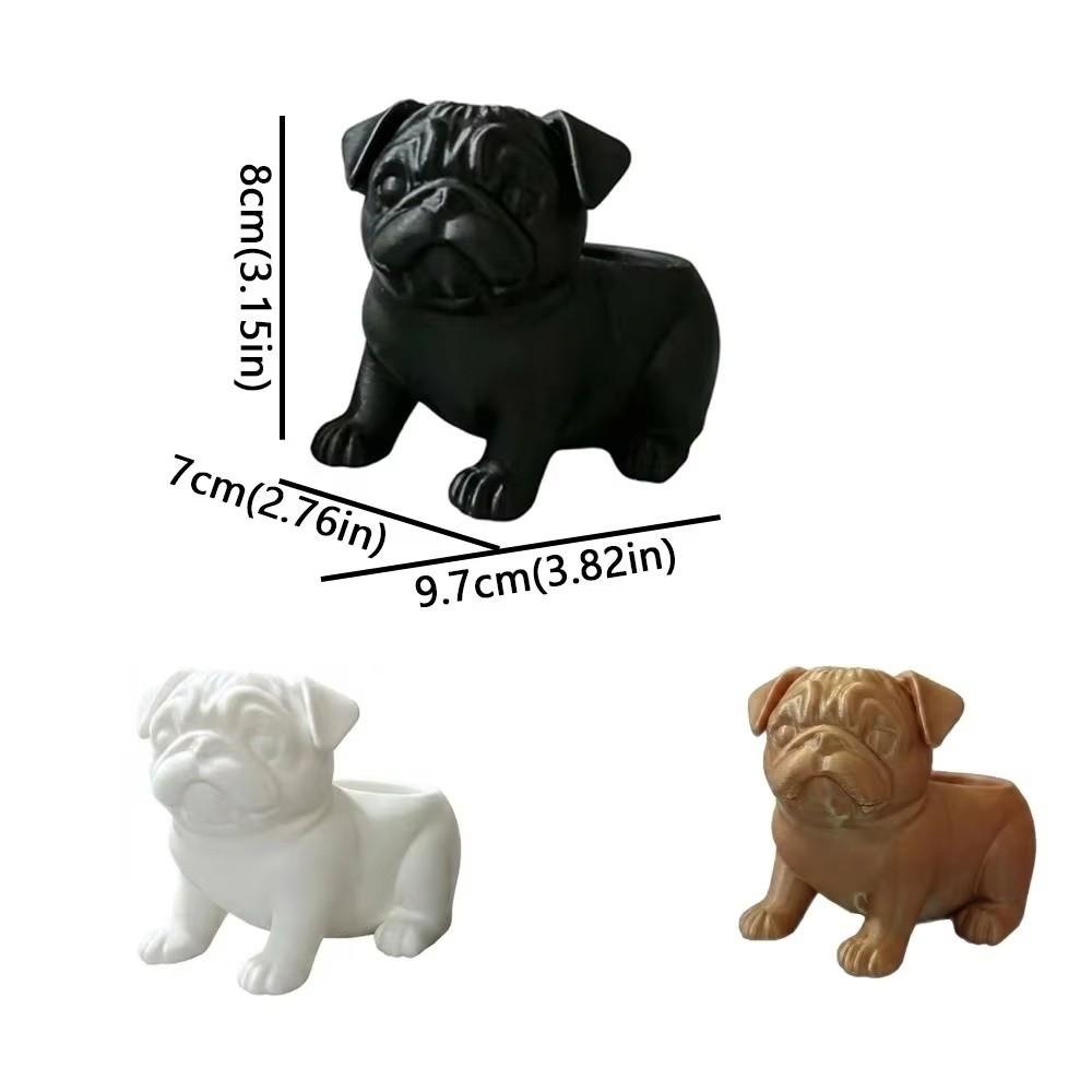 3D Printed Pug Figurine Plant Holder PLA Desktop Planter Pot Unique Handmade Planter  Office Desk