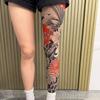 1 paire de chaussettes de tatouage style japonais à vagues Élastiques Respirantes Hommes Chaussettes Anti-soleil Fines Protection UV Chaussettes Longues Jambe Entière Unisexe