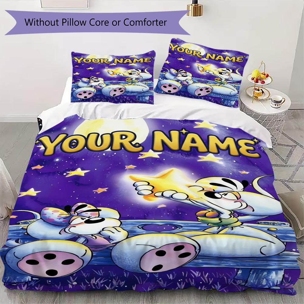 Benutzerdefinierte Diddl Bettwäsche, Steppbett-Set Bettbezug Kissenbezug Zuhause Geburtstagsgeschenk(1 Bettbezug + 2 Kissenbezüge, ohne Füllung)_xia