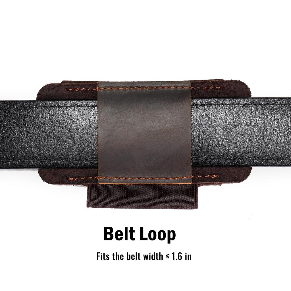 VIPERAED PJ33 Leather Knife Sheath for Pocket Knife Pocket Knife Horizontal Leather Knife Belt Holder Belt, Holster, Sheath, (Brown)