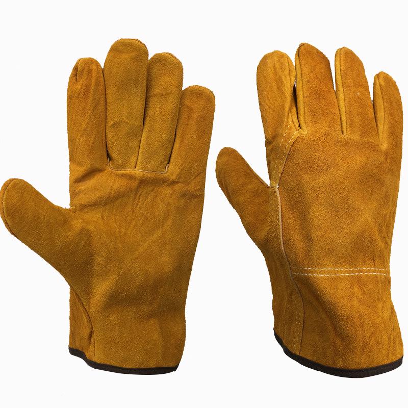 Soft Cowhide Work Gloves - Driver Hunting Farm Garden Welding Safety Protection, Durable Mechanic Gloves