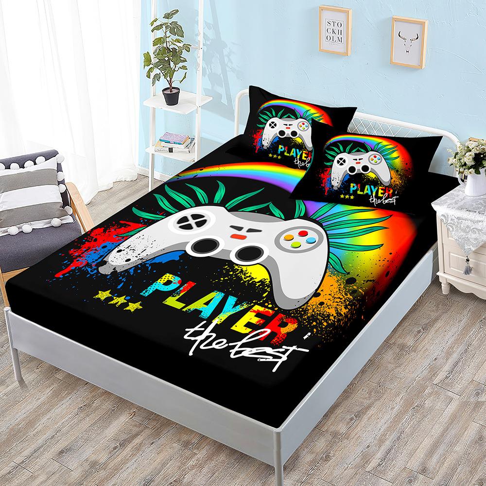 Dazzling Black Gamepad Three-Piece Mattress Kit, Mattress Cover, Mattress Protective Cover