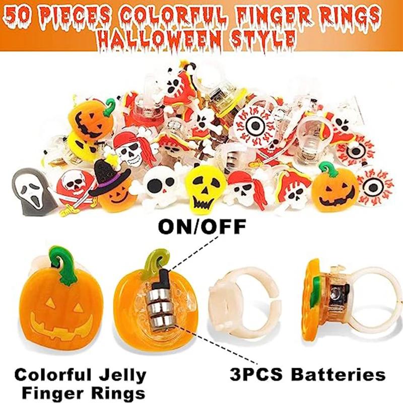 Halloween Light Up Glowing Rings Christmas Party Favors LED Rings Flashing Glowing Finger Rings Fun Props for Kids Adults