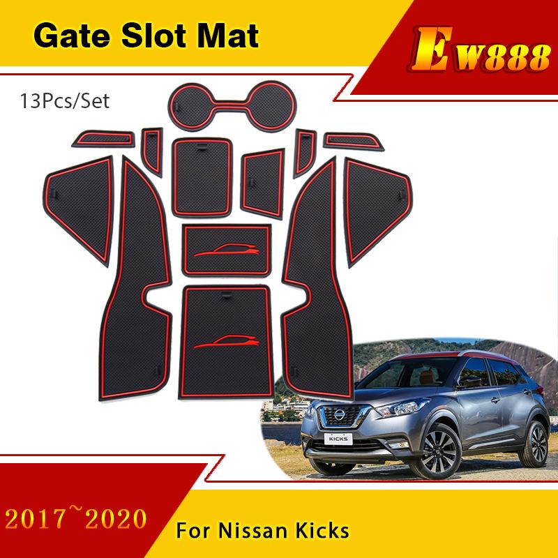 

для Nissan Kicks 2017 2018 Gate Slot Pad Нескользящий резиновый коврик Дверная канавка Чашка Телефонная площадка Подставка Каботажное судно Салон автомобиля