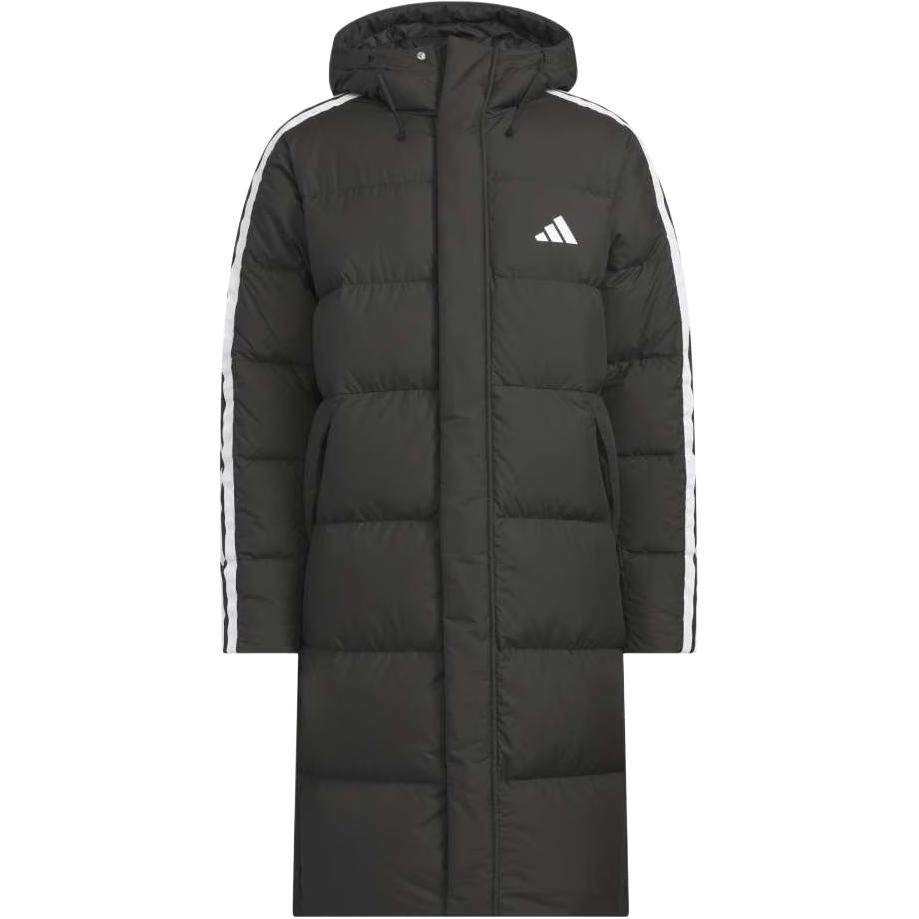 

Adidas 3-Stripes 600 Fill Outdoor Sports Casual Warm Striped Hooded Long Sleeve Long Down Jacket Unisex Outerwear Black JZ8731 M