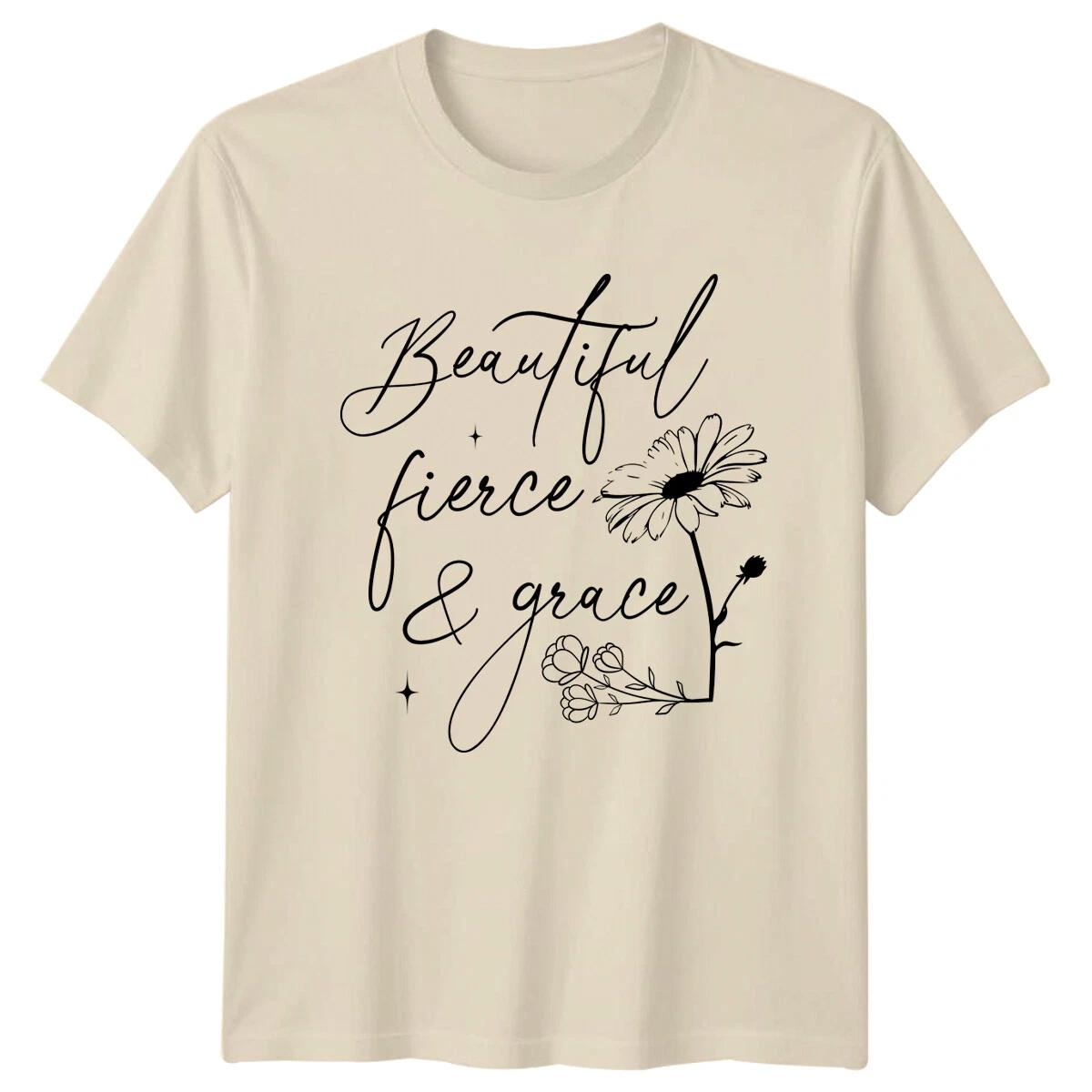 Beautiful Fierce & Grace Floral Nature Graphic T-Shirt Womens XXXL