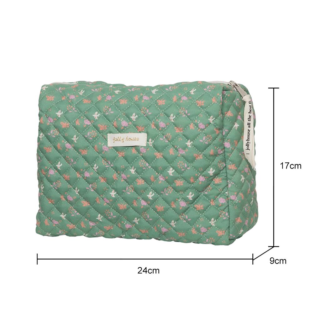 Women Makeup Handbags Zipper Korean Quilted Travel Organizer Portable Clutches Bag Floral Print Large Capacity for Ladies Girl
