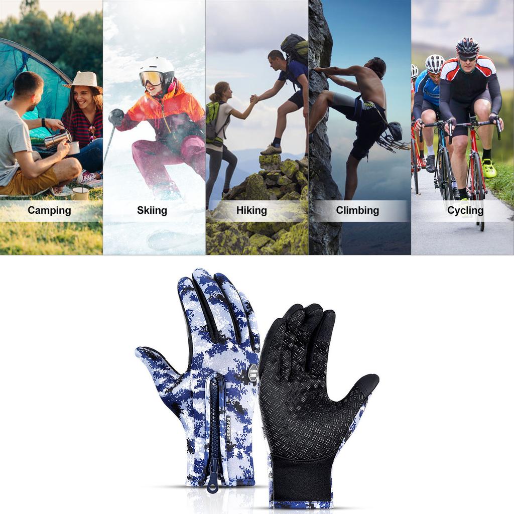 Zipper Winter Running Gloves for Men Women Thermal Hand Warmers Gloves Skiing Hiking Motocycling Cycling