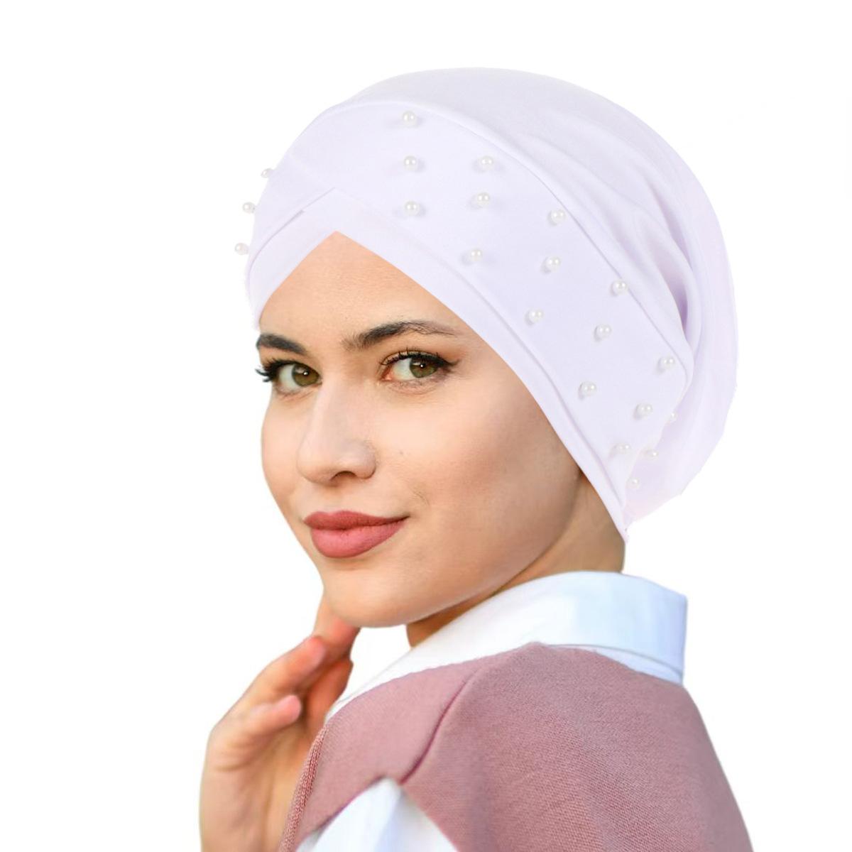 

Elastic Fabric Cross Forehead Indian Hat Beaded Headscarf Hat Chemotherapy Hat
