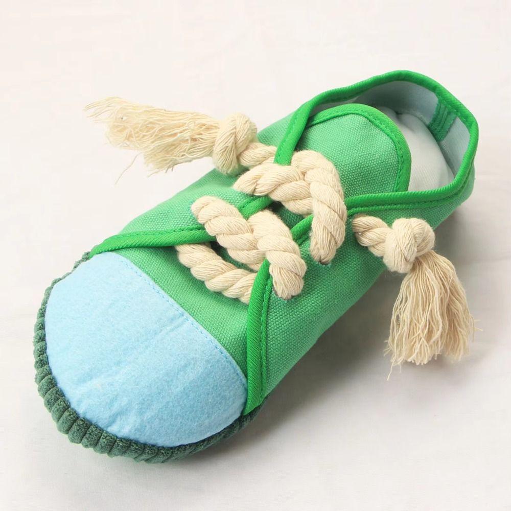 Shoe Shaped Dog Chewing Toy Clean Teeth Pet Cotton Rope Slippers Squeaky Dog Toy  Reduce Anxiety