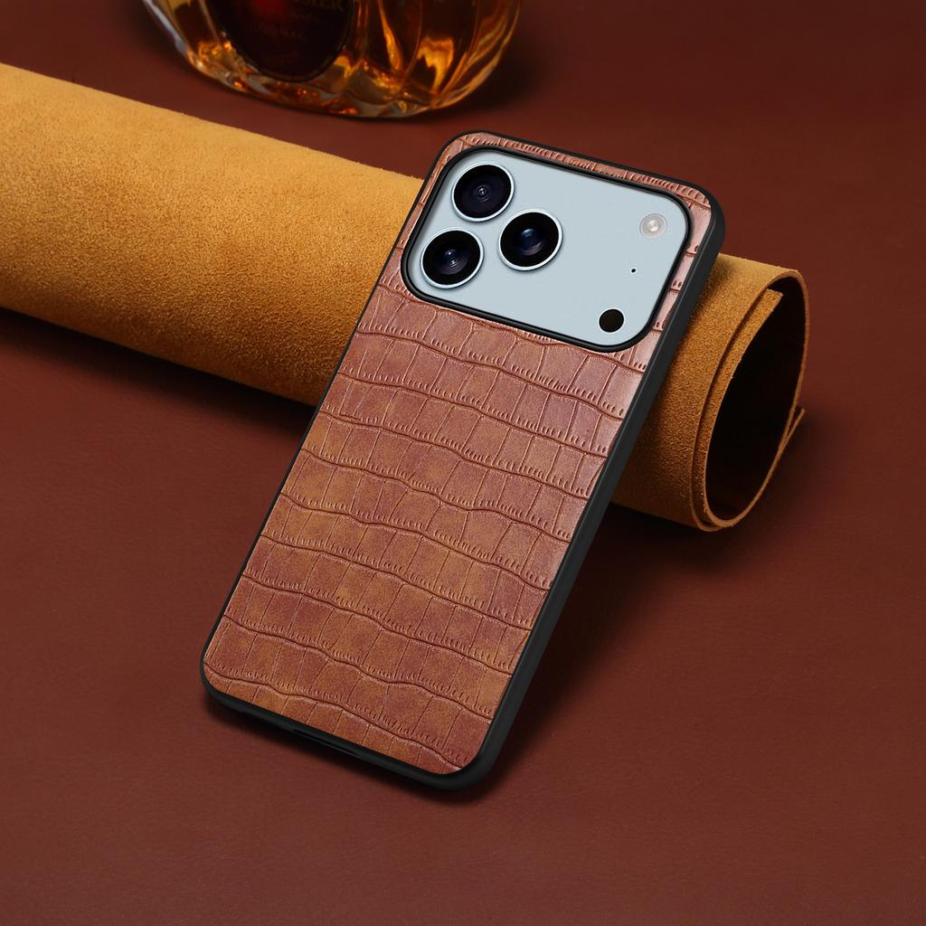 For iPhone 17 Pro Case Crocodile Texture Design Leather Slim Back Cover
