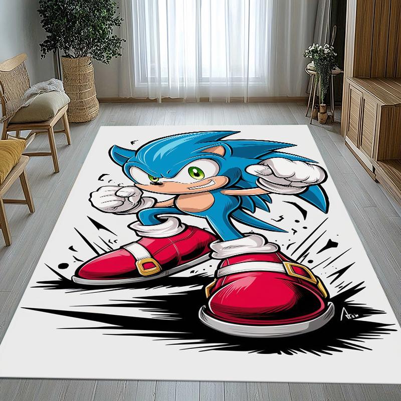 Retro S-Sonic Cartoon Games Living Room Non-Slip Area Rug Soft Carpet for Bedroom Kids Playroom Sofa,Home Decor Doormat Gift