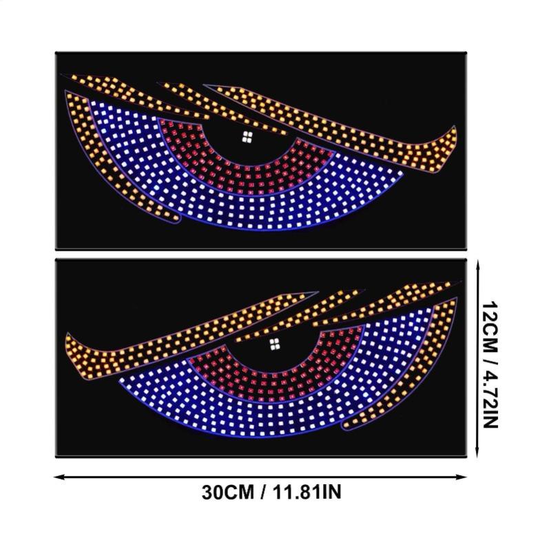 2Pcs LED Devil's Eye Truck Windshield Rear Warning Light Demon Animation Display Auto Decoration Accessories