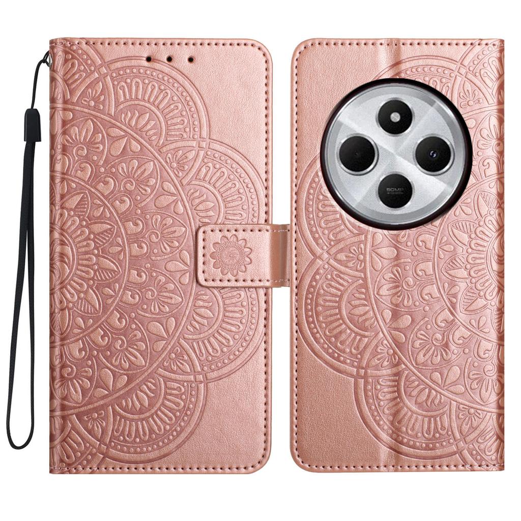 Etui skórzane dla Xiaomi Redmi A4 5G z przegródkami na karty, wzór mandali, pokrowiec na telefon, stojak